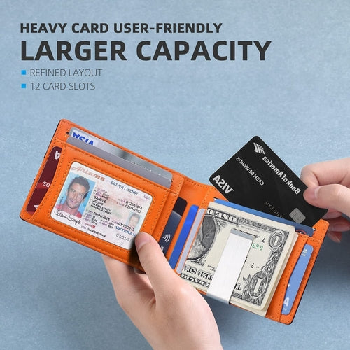 Porte-cartes RFID antivol en cuir.
